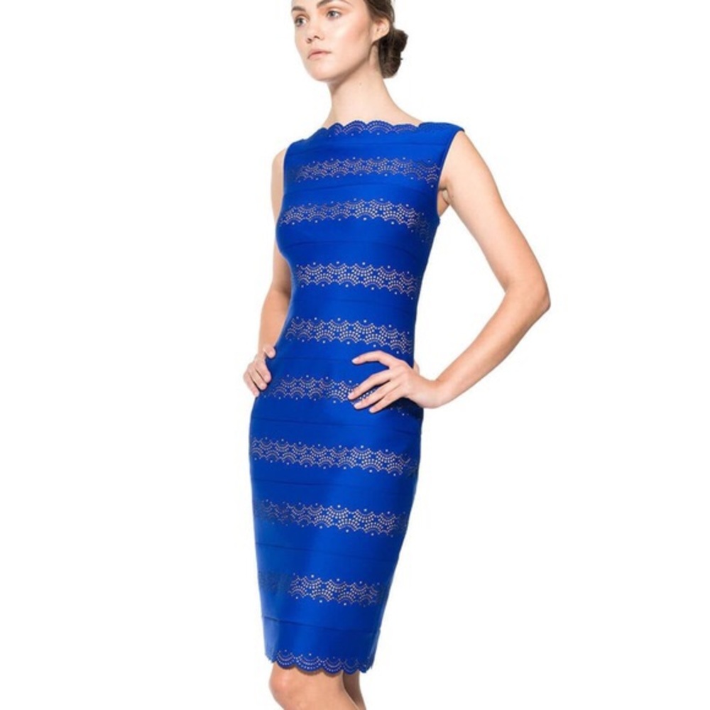 Brand new Tadashi Shoji Laser Cut Neoprene dress